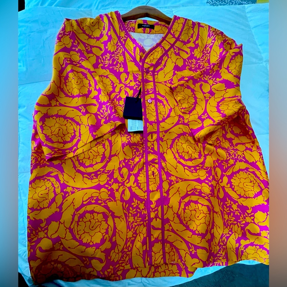 Authentic NWT Versace Silk Baseball Jersey. Size:52